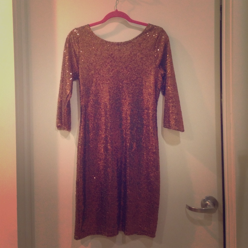 Fantastic romantic rose gold sequin dress